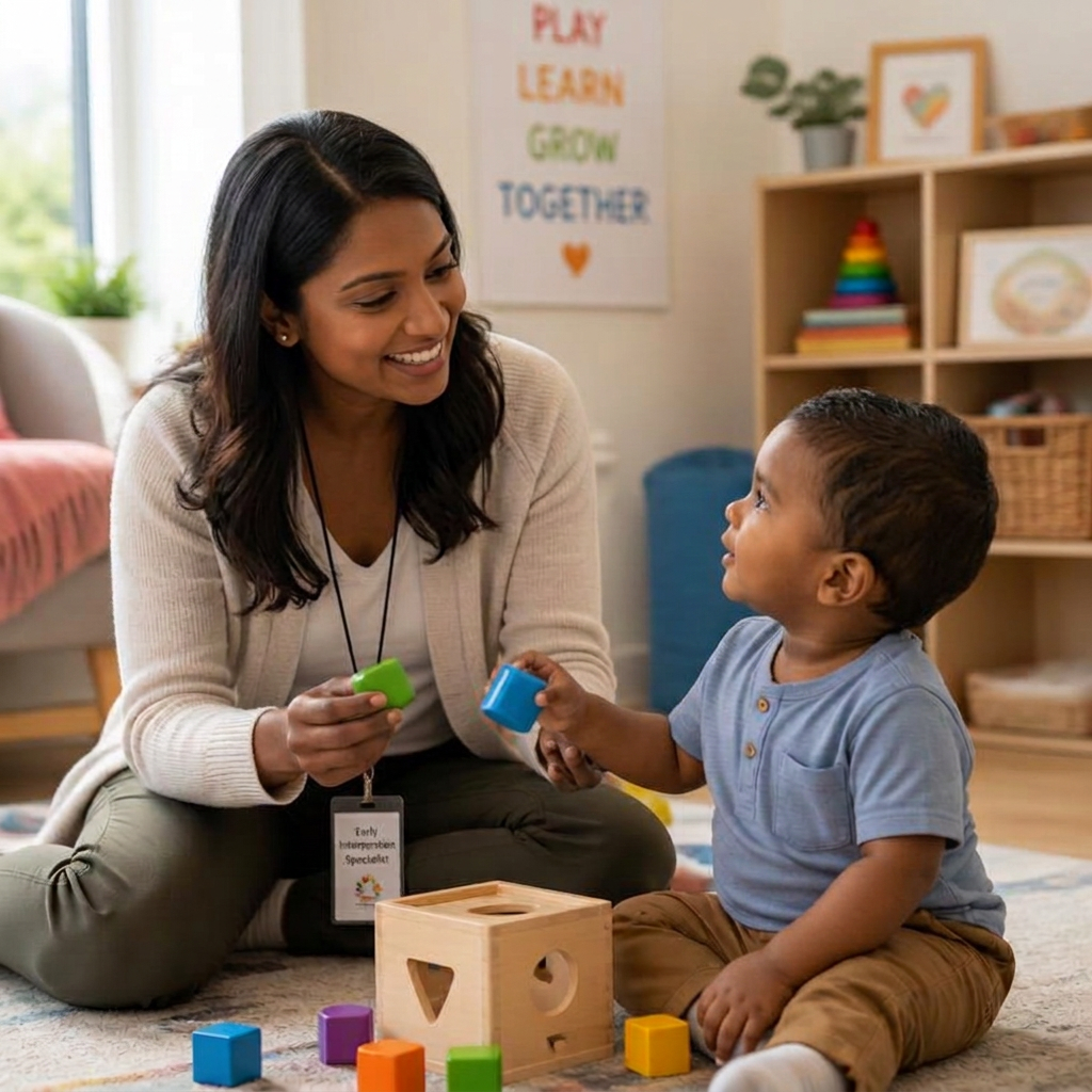 Early intervention specialist in Chennai playing with a toddler